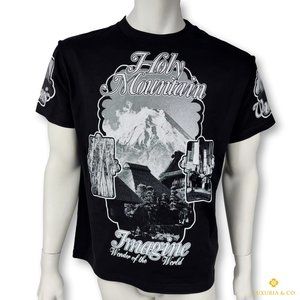 Louis Vuitton Men's Black Cotton Holy Mountain Printed T-Shirt